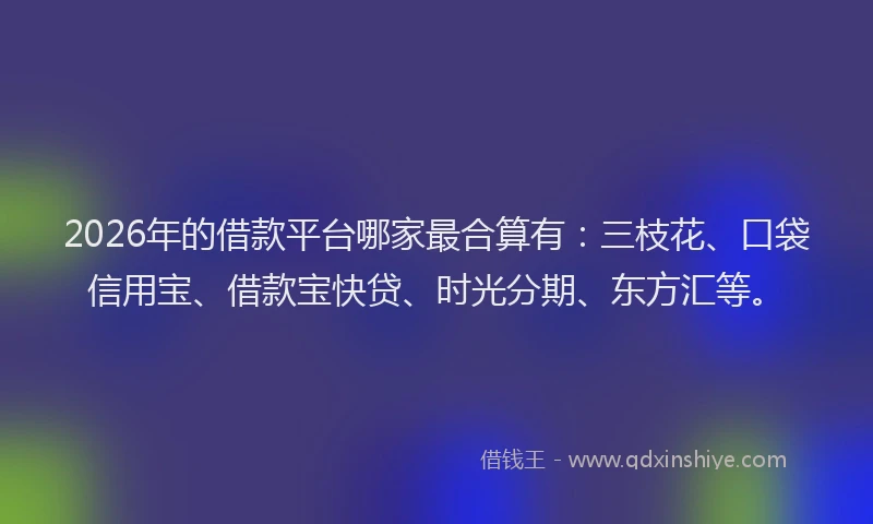 2026年的借款平台哪家最合算有:三枝花、口袋信用宝、借款宝快贷、时光分期、东方汇等。