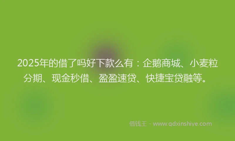 2025年的借了吗好下款么有:企鹅商城、小麦粒分期、现金秒借、盈盈速贷、快捷宝贷融等。