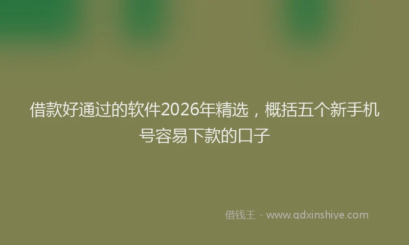 借款好通过的软件2026年精选,概括五个新手机号容易下款的口子