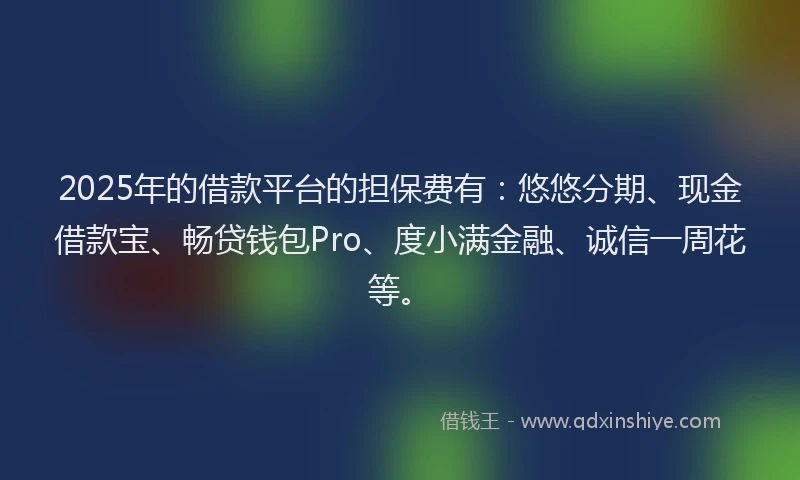 2025年的借款平台的担保费有：悠悠分期、现金借款宝、畅贷钱包Pro、度小满金融、诚信一周花等。