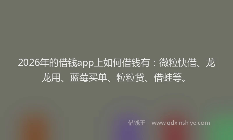2026年的借钱app上如何借钱有：微粒快借、龙龙用、蓝莓买单、粒粒贷、借蛙等。