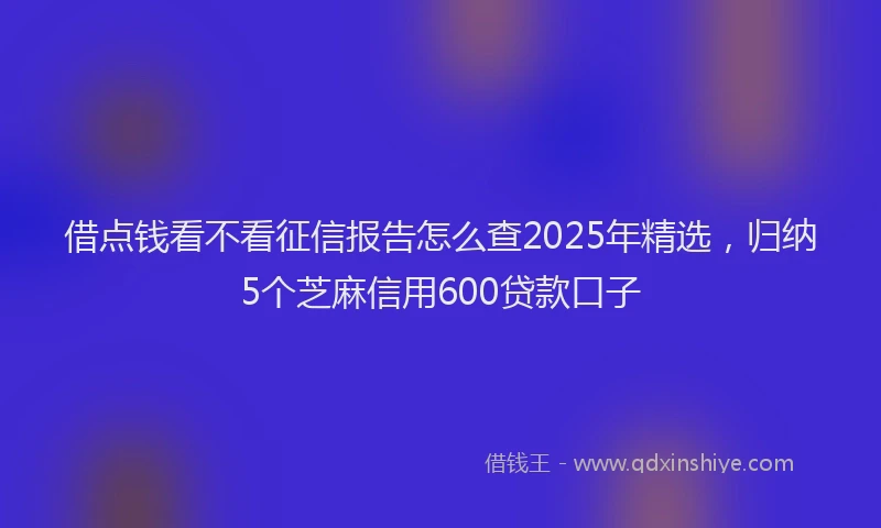 借点钱看不看征信报告怎么查2025年精选,归纳5个芝麻信用600贷款口子