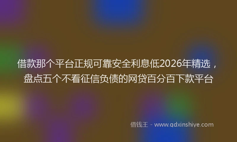 借款那个平台正规可靠安全利息低2026年精选，盘点五个不看征信负债的网贷百分百下款平台