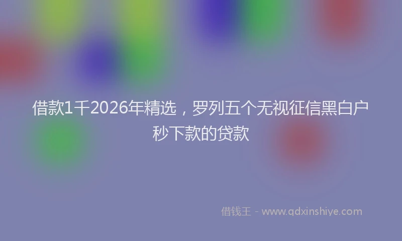 借款1千2026年精选，罗列五个无视征信黑白户秒下款的贷款