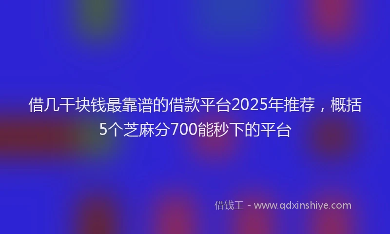 借几干块钱最靠谱的借款平台2025年推荐，概括5个芝麻分700能秒下的平台