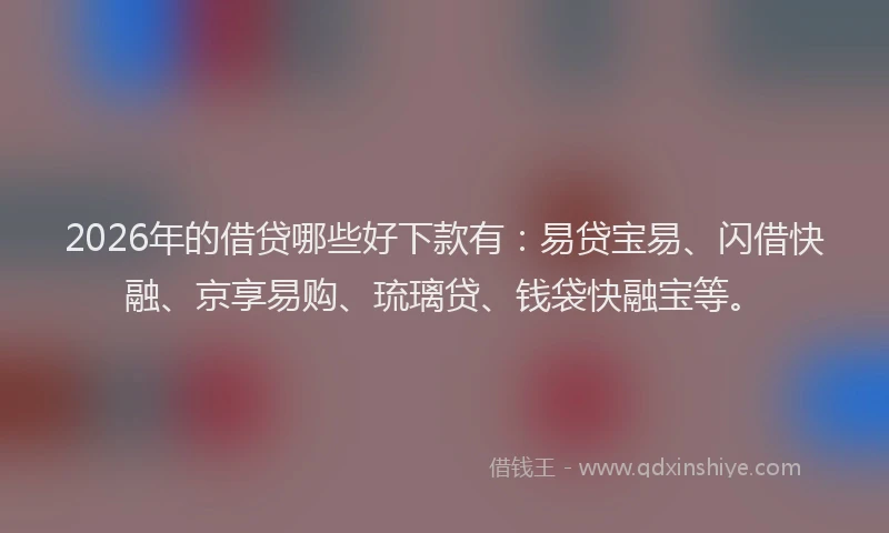 2026年的借贷哪些好下款有：易贷宝易、闪借快融、京享易购、琉璃贷、钱袋快融宝等。