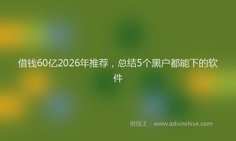 借钱60亿2026年推荐，总结5个黑户都能下的软件
