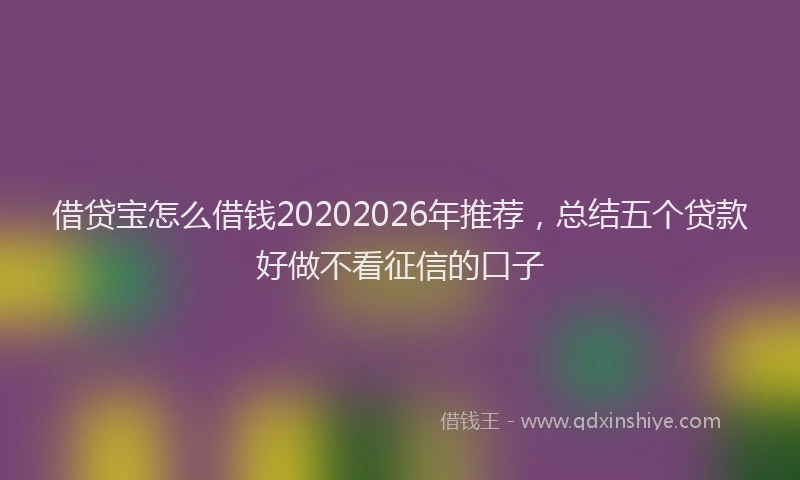 借贷宝怎么借钱20202026年推荐,总结五个贷款好做不看征信的口子