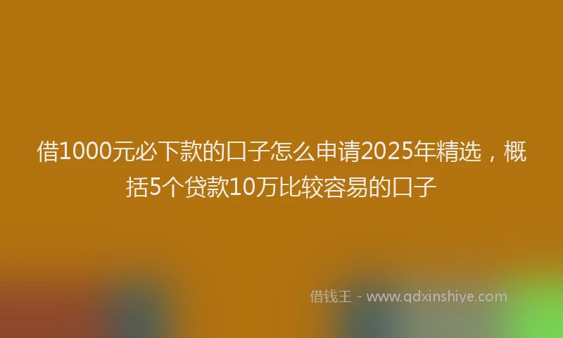 借1000元必下款的口子怎么申请2025年精选，概括5个贷款10万比较容易的口子
