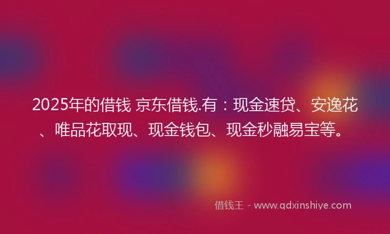 2025年的借钱 京东借钱.有：现金速贷、安逸花、唯品花取现、现金钱包、现金秒融易宝等。