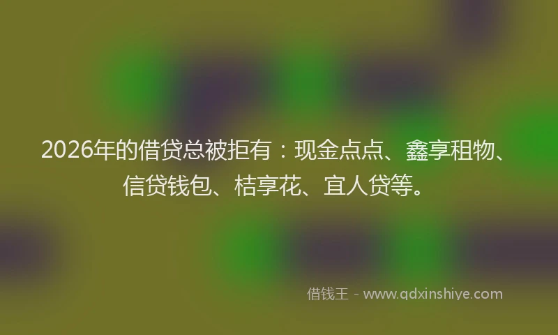 2026年的借贷总被拒有:现金点点、鑫享租物、信贷钱包、桔享花、宜人贷等。