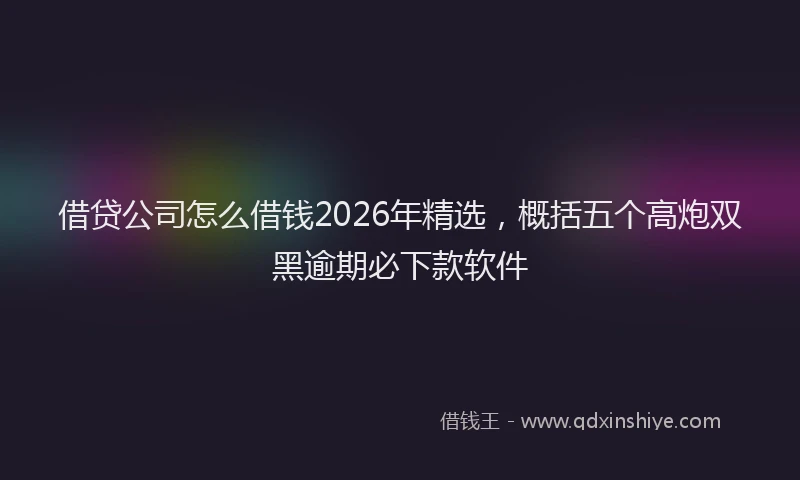 借贷公司怎么借钱2026年精选,概括五个高炮双黑逾期必下款软件