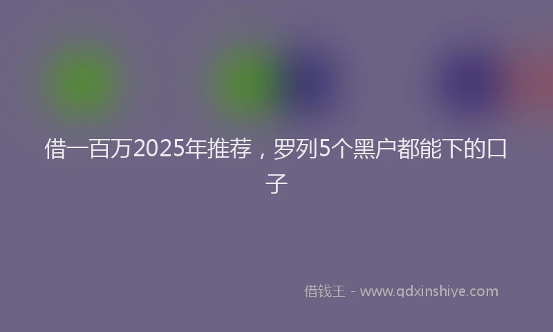 借一百万2025年推荐，罗列5个黑户都能下的口子