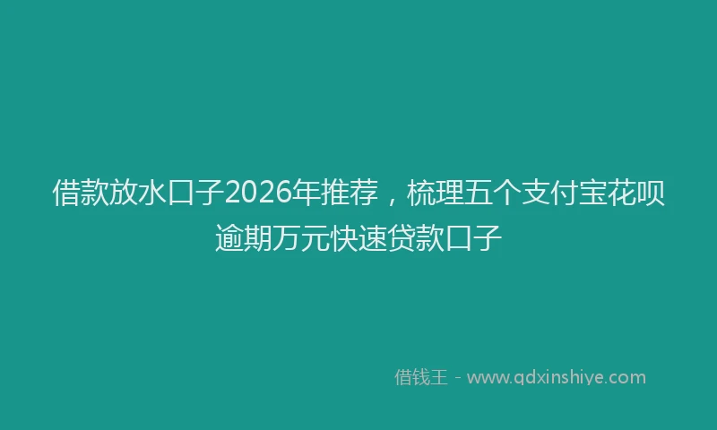 借款放水口子2026年推荐，梳理五个支付宝花呗逾期万元快速贷款口子