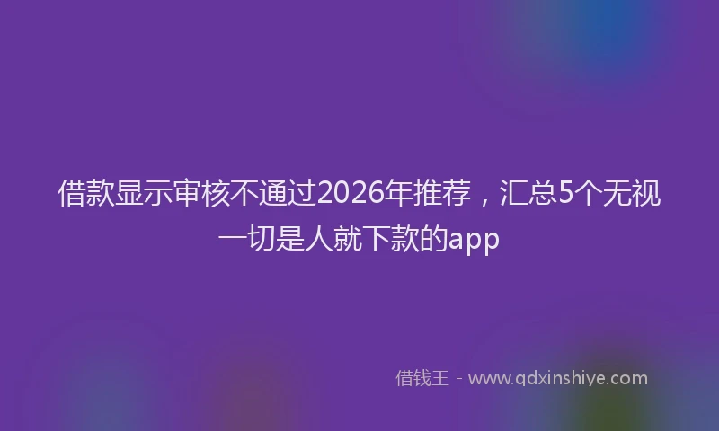 借款显示审核不通过2026年推荐，汇总5个无视一切是人就下款的app