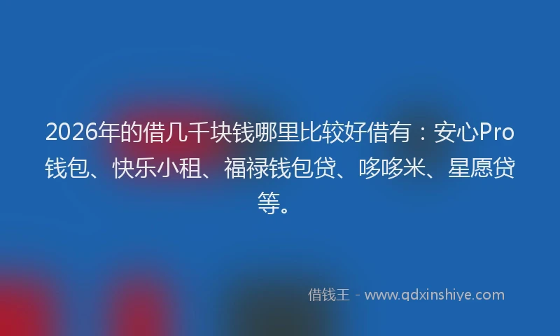 2026年的借几千块钱哪里比较好借有:安心Pro钱包、快乐小租、福禄钱包贷、哆哆米、星愿贷等。