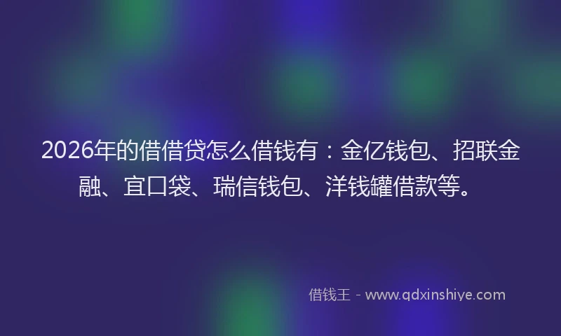 2026年的借借贷怎么借钱有：金亿钱包、招联金融、宜口袋、瑞信钱包、洋钱罐借款等。