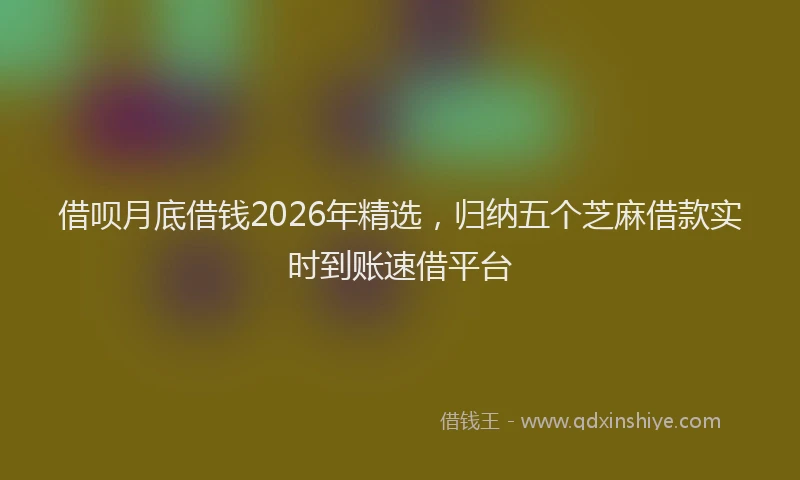 借呗月底借钱2026年精选，归纳五个芝麻借款实时到账速借平台