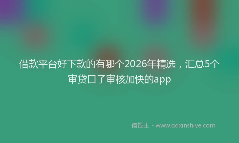 借款平台好下款的有哪个2026年精选，汇总5个审贷口子审核加快的app