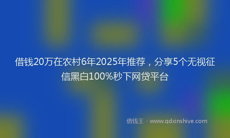 借钱20万在农村6年2025年推荐,分享5个无视征信黑白100%秒下网贷平台