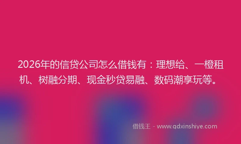 2026年的信贷公司怎么借钱有：理想给、一橙租机、树融分期、现金秒贷易融、数码潮享玩等。