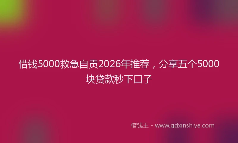 借钱5000救急自贡2026年推荐,分享五个5000块贷款秒下口子