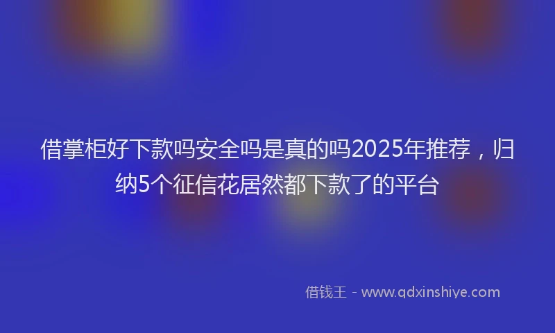 借掌柜好下款吗安全吗是真的吗2025年推荐，归纳5个征信花居然都下款了的平台