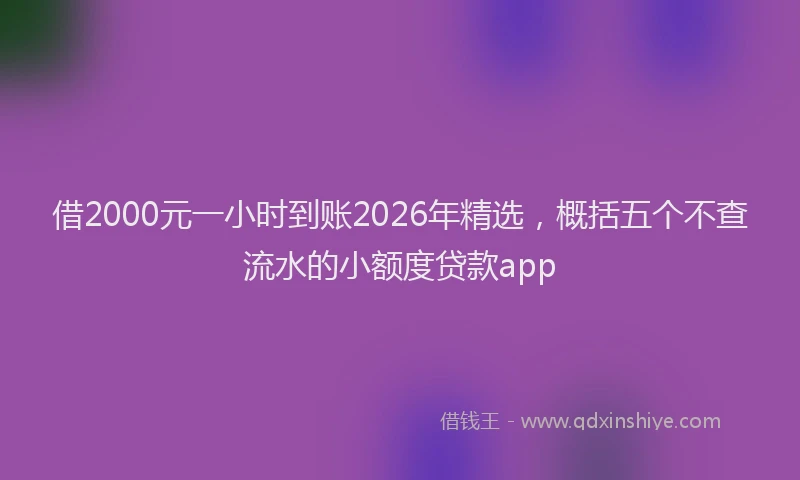 借2000元一小时到账2026年精选，概括五个不查流水的小额度贷款app