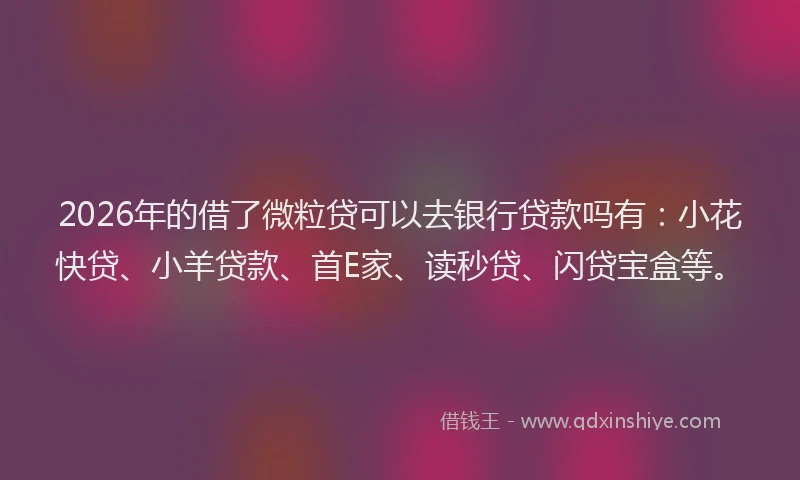 2026年的借了微粒贷可以去银行贷款吗有:小花快贷、小羊贷款、首E家、读秒贷、闪贷宝盒等。