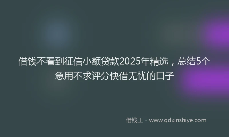 借钱不看到征信小额贷款2025年精选，总结5个急用不求评分快借无忧的口子