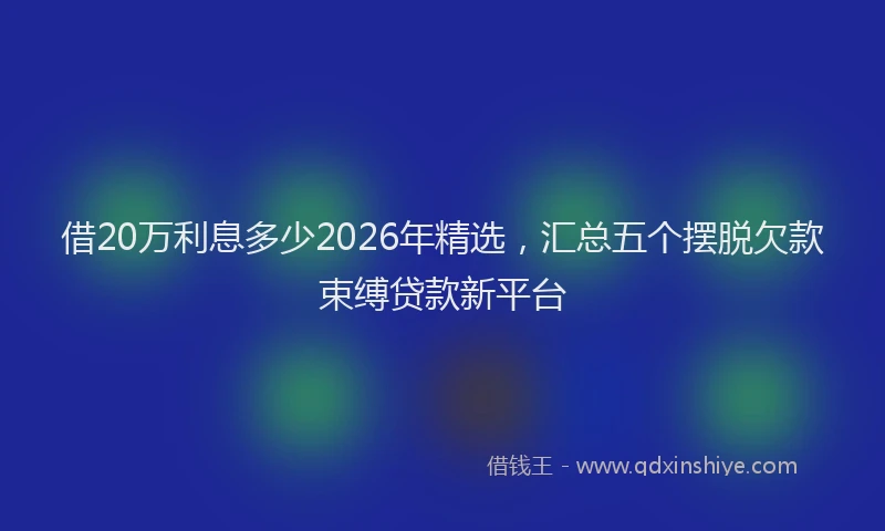 借20万利息多少2026年精选,汇总五个摆脱欠款束缚贷款新平台