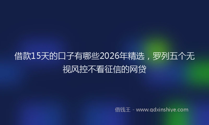 借款15天的口子有哪些2026年精选,罗列五个无视风控不看征信的网贷