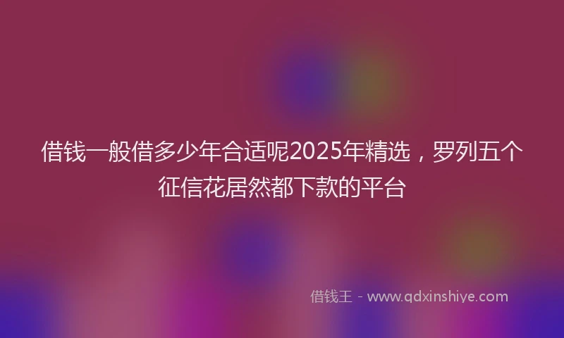 借钱一般借多少年合适呢2025年精选,罗列五个征信花居然都下款的平台