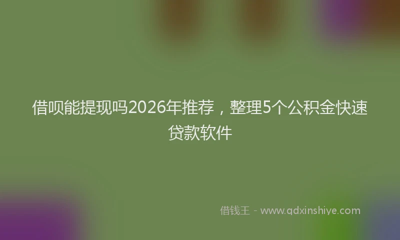 借呗能提现吗2026年推荐，整理5个公积金快速贷款软件
