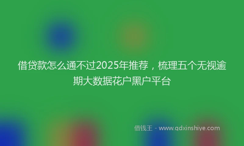 借贷款怎么通不过2025年推荐，梳理五个无视逾期大数据花户黑户平台