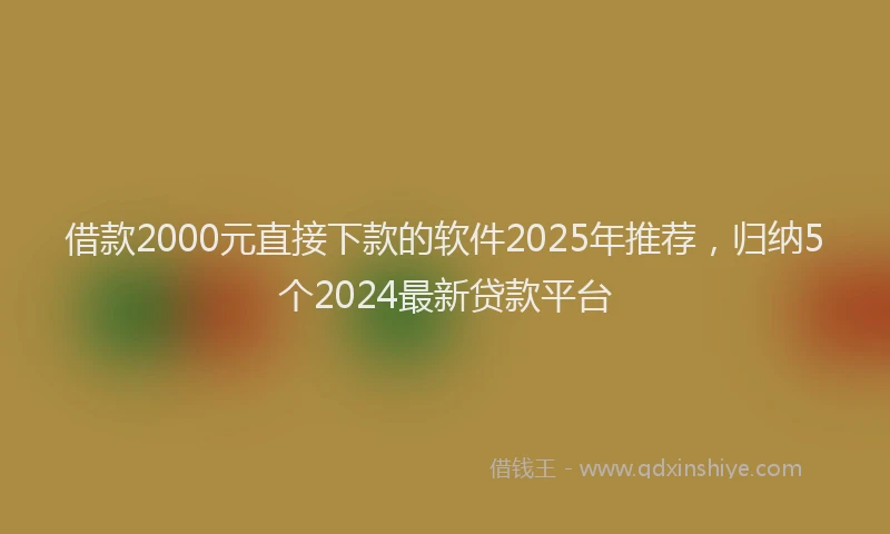借款2000元直接下款的软件2025年推荐，归纳5个2024最新贷款平台
