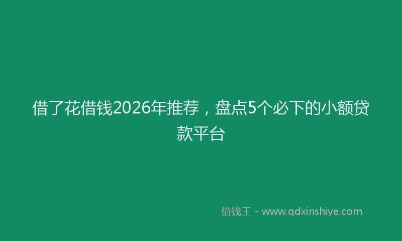 借了花借钱2026年推荐，盘点5个必下的小额贷款平台