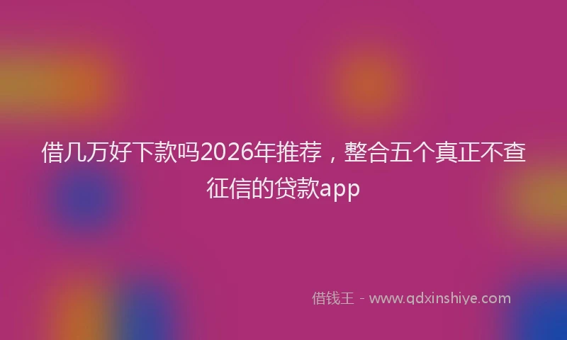 借几万好下款吗2026年推荐,整合五个真正不查征信的贷款app