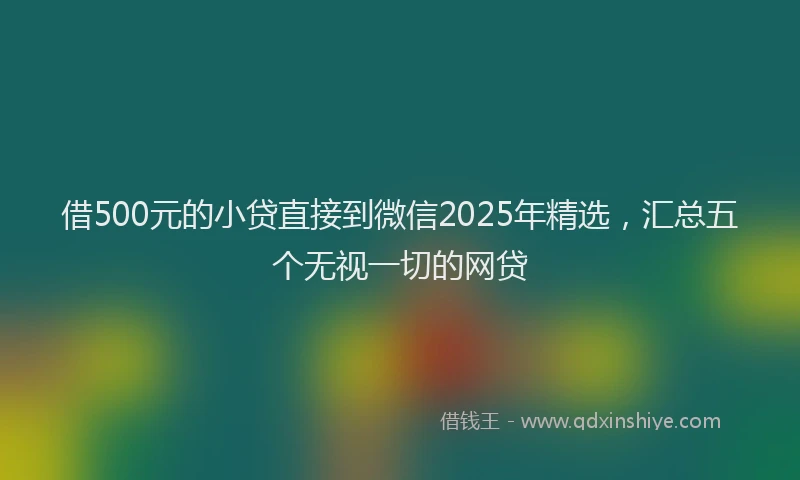 借500元的小贷直接到微信2025年精选，汇总五个无视一切的网贷