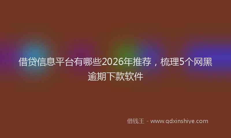 借贷信息平台有哪些2026年推荐，梳理5个网黑逾期下款软件