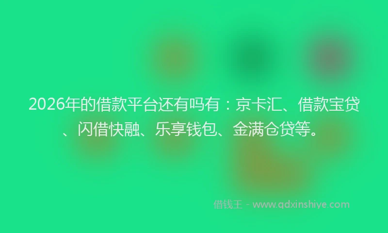 2026年的借款平台还有吗有:京卡汇、借款宝贷、闪借快融、乐享钱包、金满仓贷等。