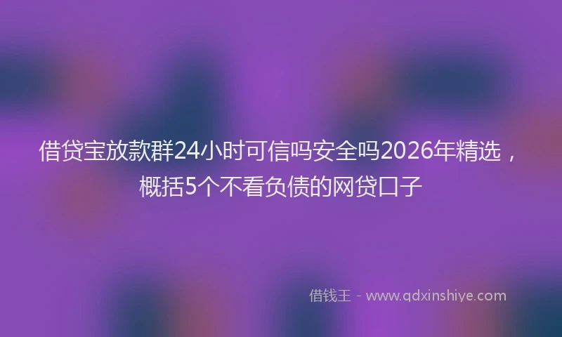 借贷宝放款群24小时可信吗安全吗2026年精选，概括5个不看负债的网贷口子