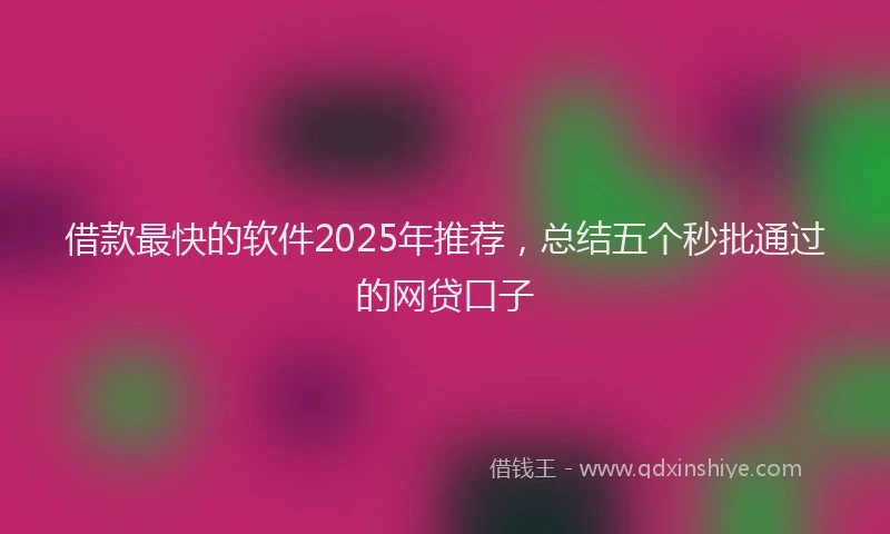 借款最快的软件2025年推荐，总结五个秒批通过的网贷口子