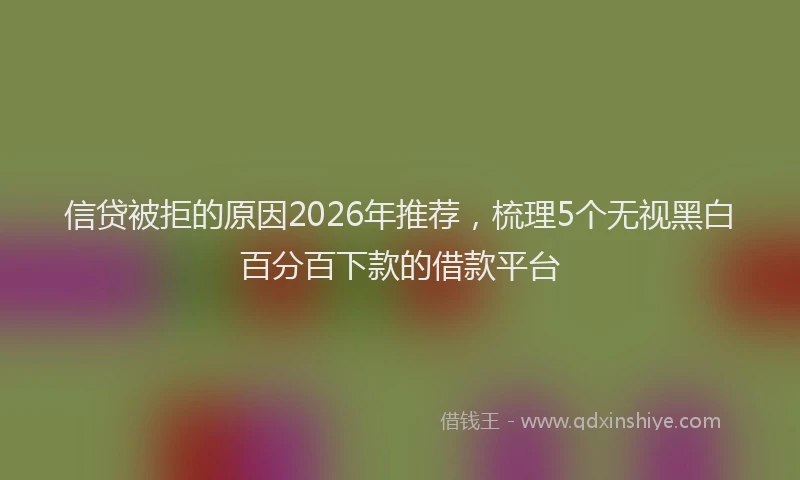 信贷被拒的原因2026年推荐，梳理5个无视黑白百分百下款的借款平台