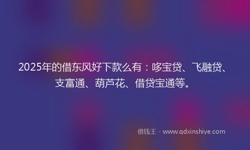 2025年的借东风好下款么有：哆宝贷、飞融贷、支富通、葫芦花、借贷宝通等。