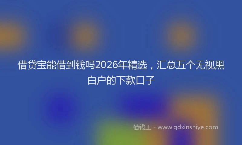 借贷宝能借到钱吗2026年精选，汇总五个无视黑白户的下款口子