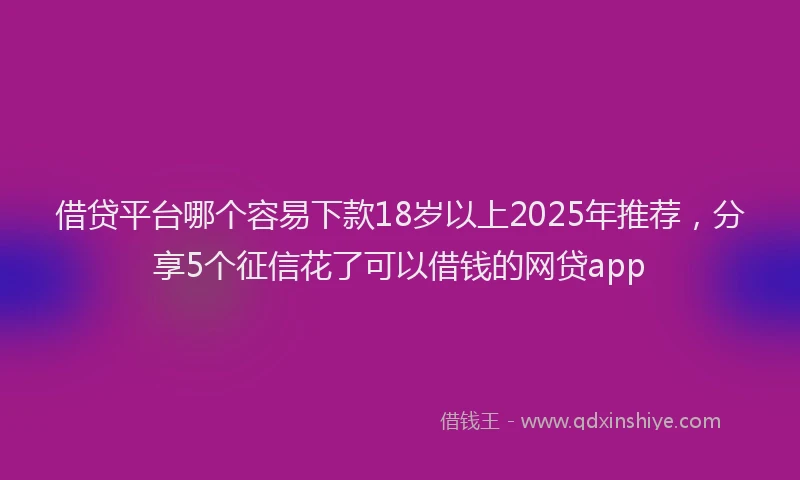 借贷平台哪个容易下款18岁以上2025年推荐，分享5个征信花了可以借钱的网贷app