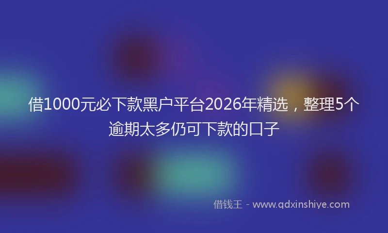 借1000元必下款黑户平台2026年精选,整理5个逾期太多仍可下款的口子