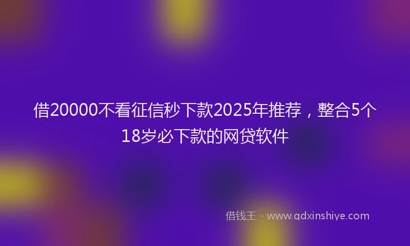 借20000不看征信秒下款2025年推荐，整合5个18岁必下款的网贷软件