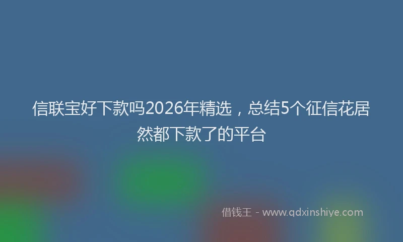 信联宝好下款吗2026年精选，总结5个征信花居然都下款了的平台